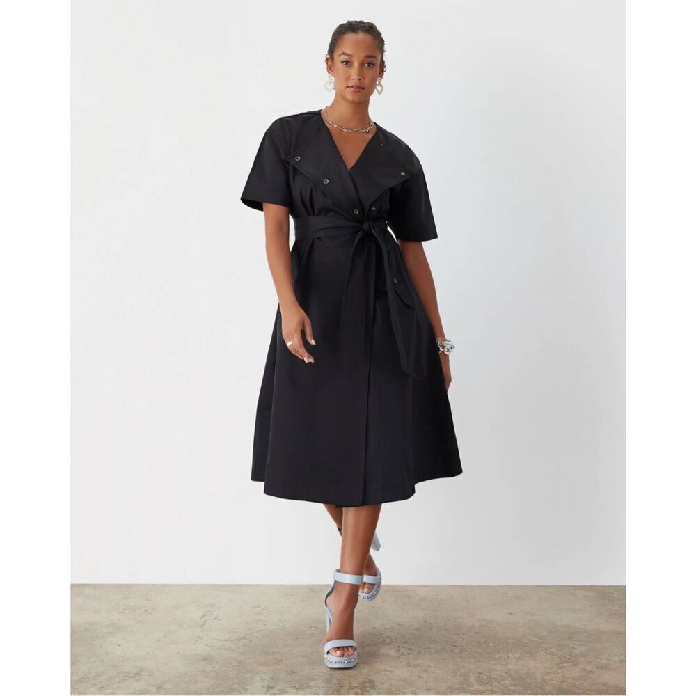Gstq Women's Convertible Trench Black Size Medium New Nwt